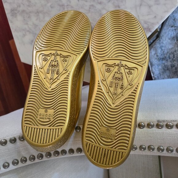 GUCCI NAPPA SILK GG LEATHER SNEAKER - SIZE 8 - Picture 8 of 12